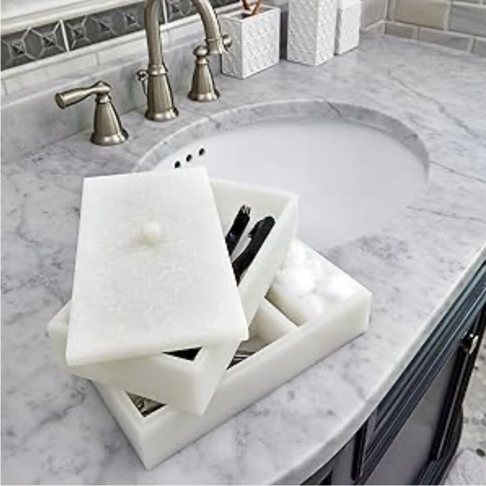 VERN YIP SKL Home White Bathroom Accessory Box Toothbrush Vanity Lithgow Storage